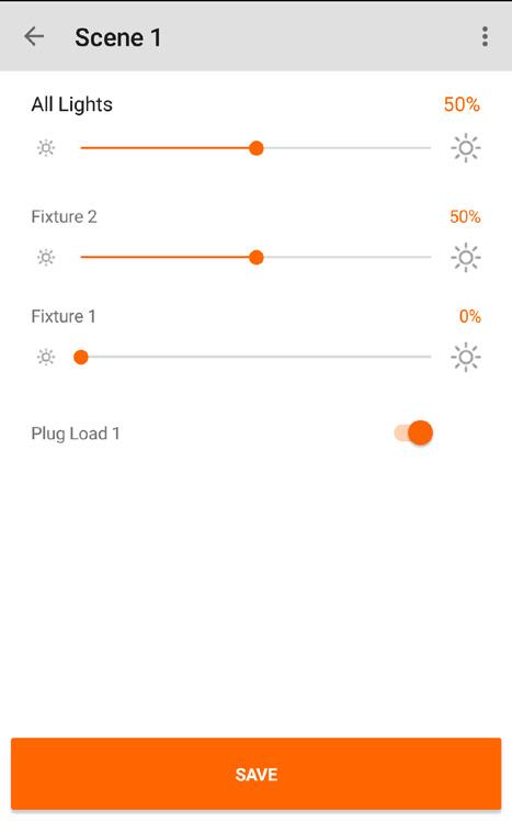 Tap button to change Plug Load ON (orange)/off(grey) status.