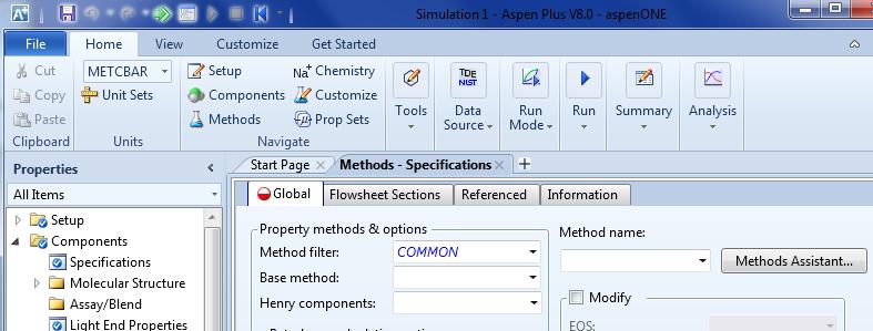 4.04. Next, we will specify the method that Aspen Plus will use to calculate physical properties in this