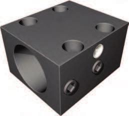 Clamping blocks for nut version 3 Flange securing Base securing Material steel, gunmetal finish Versions for recirculating ball spindles Ø 25 and Ø 16 mm