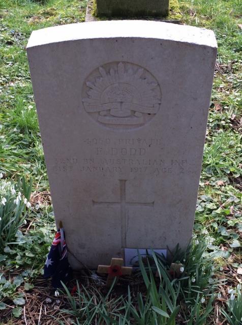 Photo of Pte F. Dodd s Headstone at Barford St.
