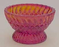 L.G. Wright Item: 35-8 Jersey Swirl Small Salt Dip (Botson Mold) (Mold purchased by Mosser Glass) Reference: H&J 869 Size: