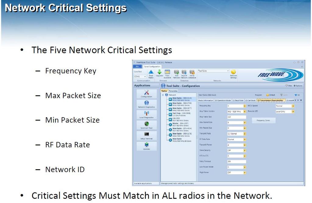 SS Radio settings help with interference from other networks Frequencies can be selected or deselected