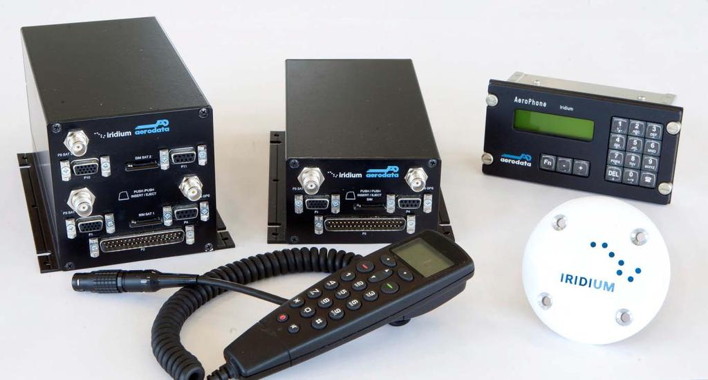 1 Overview Figure 1: Product family AeroPhone+ AeroPhone+, the family of new Iridium Satcom systems made by Aerodata, provides worldwide voice and data communication using the Iridium satellite