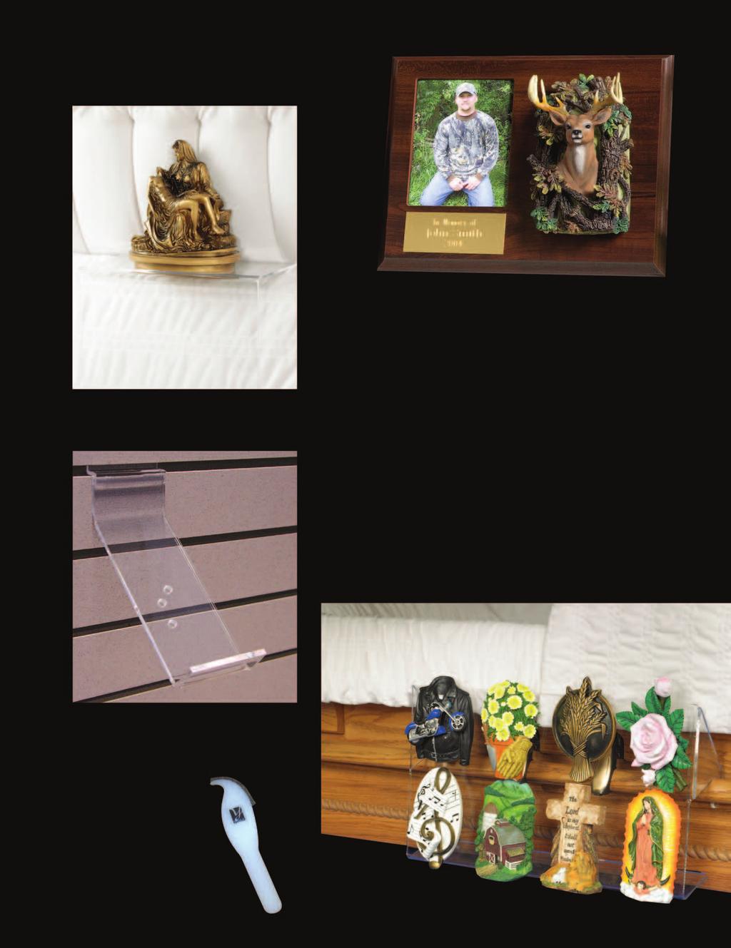 ACCESSORIES Family Keepsake Plaque Pieta Display Shelf Acrylic 6031480 (sits inside open casket) This handsome plaque serves as a lasting memento from a funeral where Eternal Reflections corner art