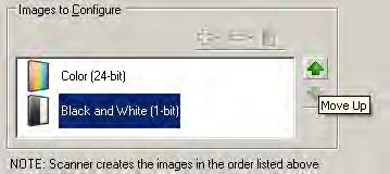7. By default the scanner will produce the first image listed (black and white in this example) and deliver it to the scanning application, then it will produce and deliver the second image listed
