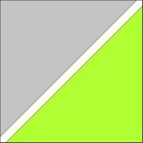 Pin and sew (1) Grey 3⅛" diagonal side of the HST to (1) Acid Green diagonal side of the 3⅛" HST as shown.