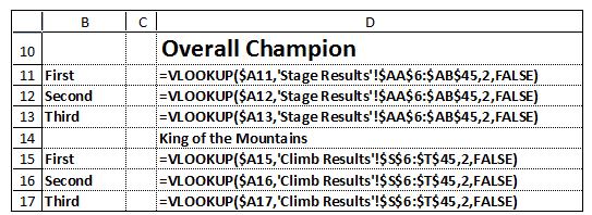 (c) C1 C2 C3 C4 C5 Results (Stages 2 to 6) Allow formulae other than VLOOKUP.