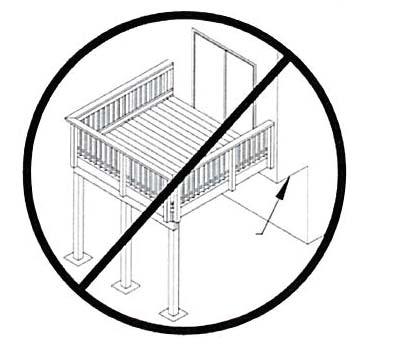 No Attachment to House Overhang deck joist brick veneer or masonry chimney overhang or bay window LEDGER BOARD FASTENERS Only those fasteners noted below are permitted. LEAD ANCHORS ARE PROHIBITED.