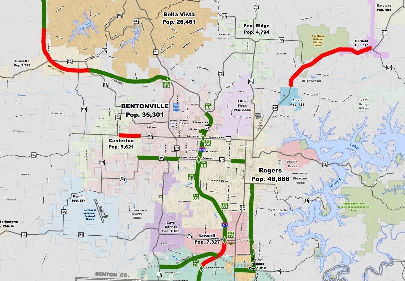 I-540/Hwy 62/102 Interchange 8 th Street Improvements Scheduled: 2016 Interstate 540 / Hwy 71B Interchange Improvement Scheduled: 2016 Highway 12 Hwy 71B Shell Rd.
