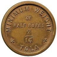 ¼-Rupee, minimum weight is spelt M.W.