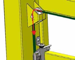 With counterweight still at the stop, complete steps E and F. E. Connect shorter lifting strap section to drive side lift bracket as shown. (See Illustration 21.