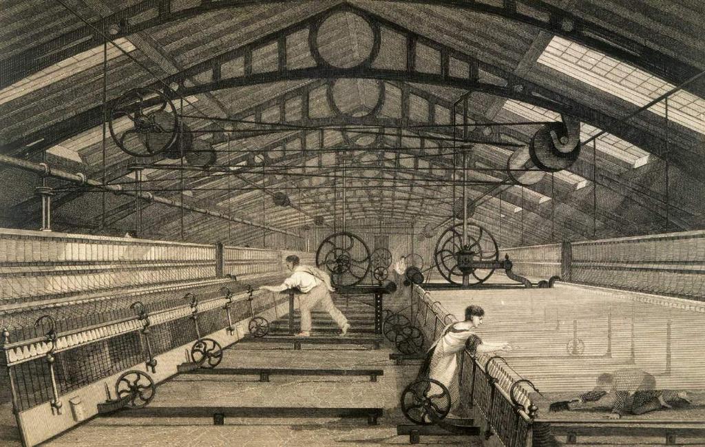 The factory system made it possible for workers to produce large quantities of goods.