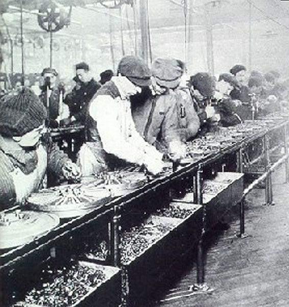 The method of division of labor soon spread to many types of factories.