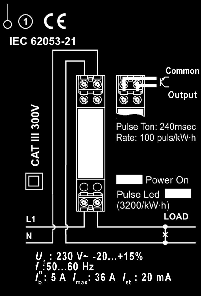 connection energy for DIN rail mounting References Parameters measured Input range Partial meters