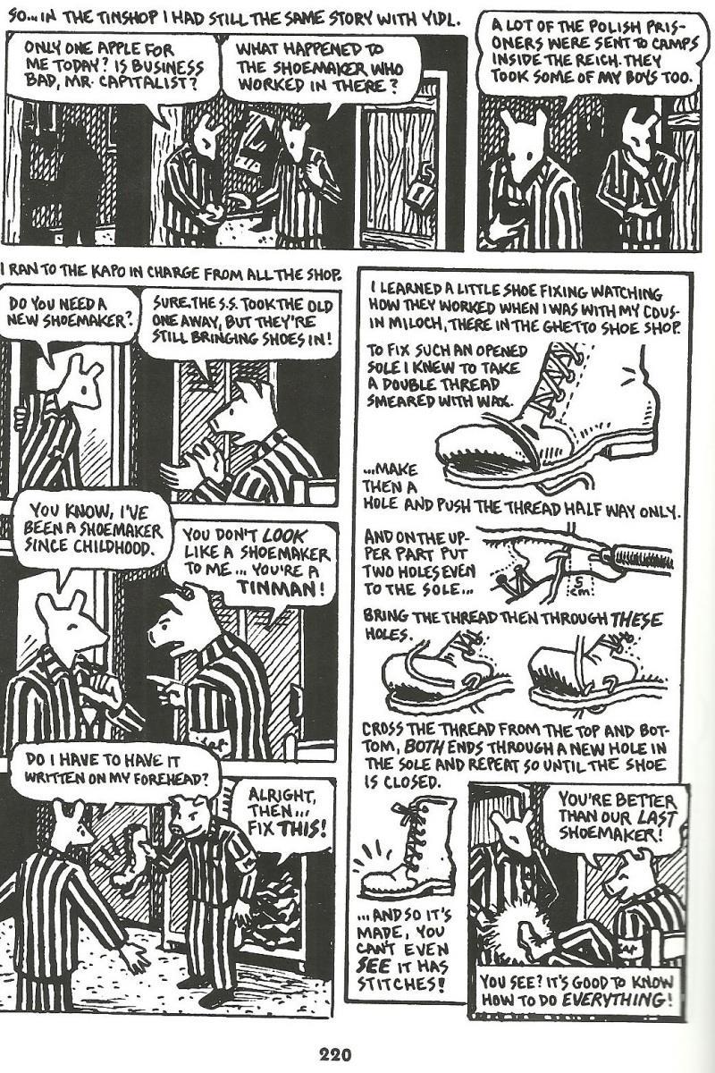 38 Spiegelman, 2003, p. 220. He settled with anything less and always was able to procure something to eat or to find a place to hide. His big asset was also a capability of bartering.