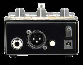 FEATURES 13 9 10 11 12 14 15 9. Tuner Always-on buffered output is used with the mute footswitch for quiet on-stage tuning. 10. Balanced Output XLR line level output connects directly to a powered PA speaker or console.
