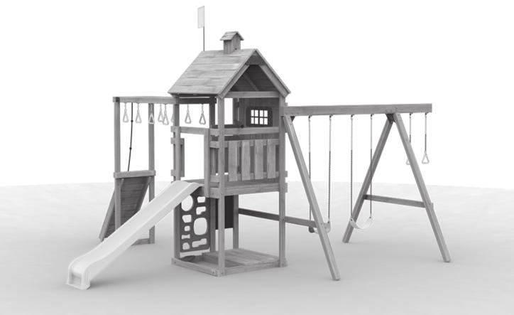 CONTENTS Bronze Design Option Contents: 1 Tower 1 Sand Box Seat 2 Play Handles 1 Vertical Climber 1 Roof Assembly - (6 Boards Each Side) 3 laminated legs 1 Swing Beam (10' Left) 1 monkey Ring Base (4