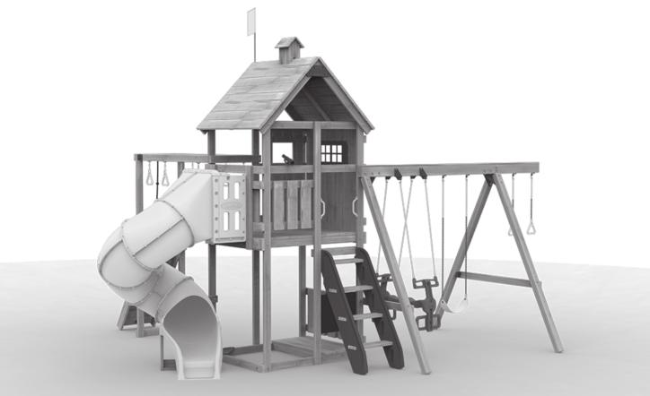 CONTENTS Gold Design Option Contents: 1 Tower - With 1 Sand Box Seat 2 Play Handles 2 Roof Panels (8 Boards) 1 Panel Assembly 3 laminated legs 1 Swing Beam (10' Left w/air Rider Brackets) 1 monkey