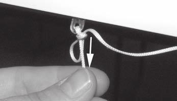 Remove Excess Cord 1. Pull on the end of the cord at the cord tensioner to release the slip knot. 2. Pull cord to create tension. 3. Re-tie a knot at the cord tensioner. 4. Trim the excess cord.