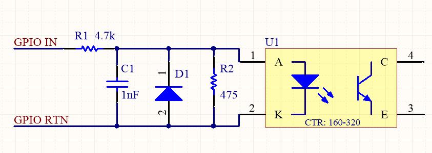 Input Two optically isolated inputs 24V nominal, 50V maximum (protected from reverse connection) Input impedance: 5.2K Minimum on voltage: 19V @ 4.