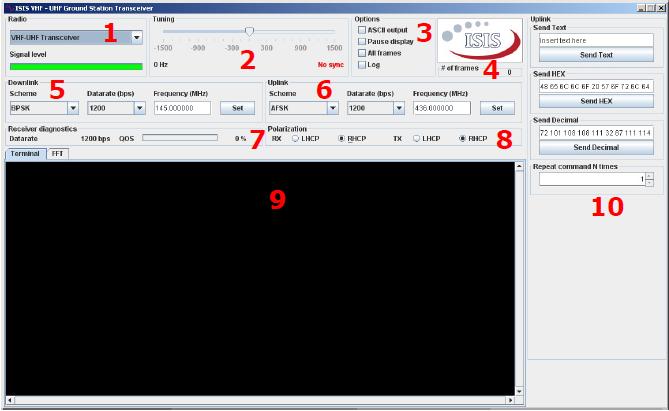 17 Figure 8: ISIS Transceiver interface. 4) Received frames: Displays the number of received frames. The counter can be reset by right clicking on the counter and selecting clear.