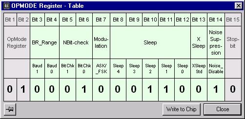 OPMODE Register - Table Window Figure 24 shows the OPMODE Register - Table.