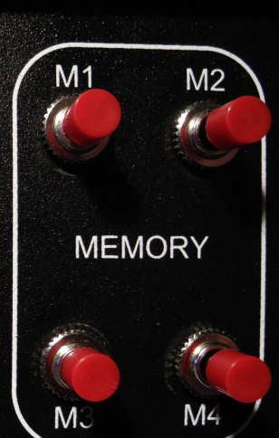 Using the Memory Buttons: Once you have acquired an acceptable SWR, you may memorize the antenna leg counts in any of eight memory positions by pressing and holding one of the memory buttons (M1, M2,