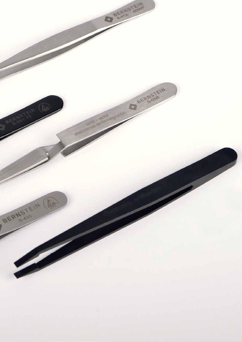BERNSTEIN TWEEZERS Depending on the requirements the tweezers are manufactured from different material.