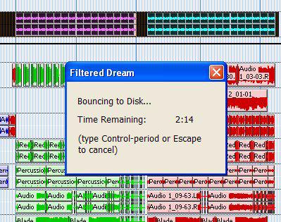 Bouncing to Disk dialog Burning a CD After the bounce is completed, you will have an audio file that is ready for burning onto a CD.