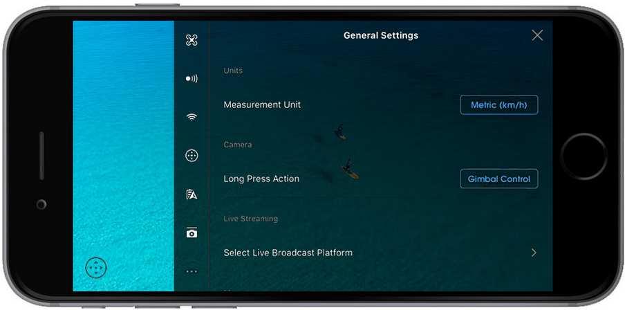 2. DJI GO 4 General Settings: This is where you can adjust the general settings.