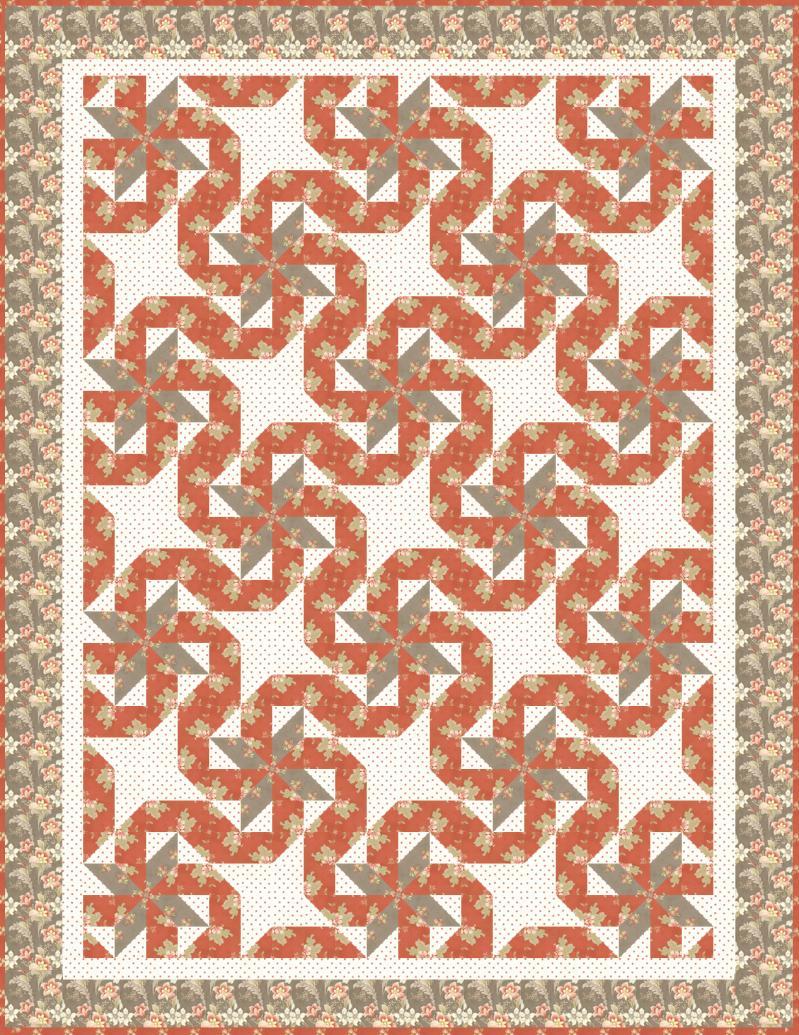 Swirlygig Fabric Requirements Finished Size: Approximately 76" x 100" Fabric A Moda 4004 15 (dark print) 3 1/4 yards Fabric B Moda 4005 16 (medium print) 1 yard Fabric C Moda 4007 16
