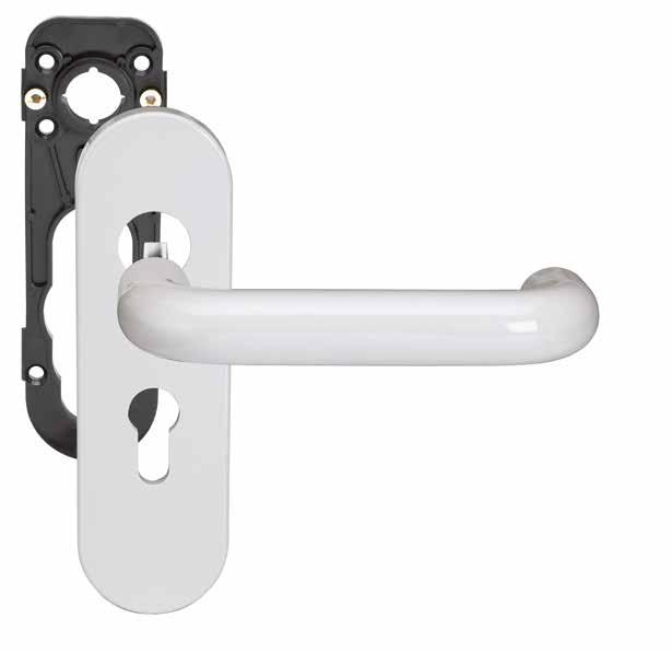 Normbau nylon hardware - Leversets Normbau levers are available in solid nylon or with a steel core for additional strength. They are available in a variety of rose or plate mounted options.