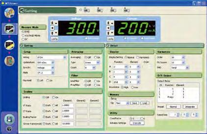 Measurement Window The software can display items which cannot be shown on the display of the WT300 series, such as multiple numeric measurement parameters, the harmonics data of each order, bar