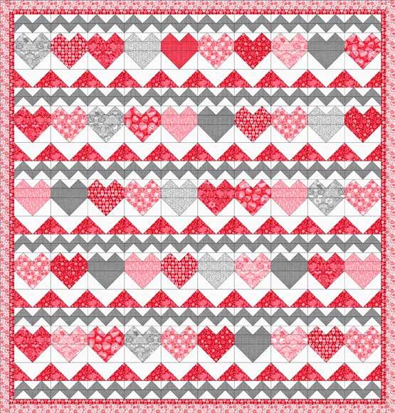 Hugs & Kisses QUILT 2 Featuring fabrics from the Hugs & Kisses collection from Fabric Requirements (A) 3060-99... ½ yard (B) 3062-88... ⅞ yard (C) 3060-88... 1 ¼ yards (D) 3064-99... ½ yard (E) 3065-88.