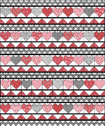 STUDIO e PROJECTS Page 5 of 7 Quilt Top Assembly 13. Sew (10) assorted heart blocks together to make (1) row.