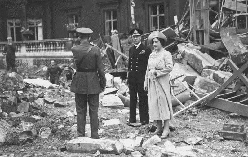 Picture 10 Queen Elizabeth and King George VI inspect the bomb damage at Buckingham Palace after an air raid, 10 September