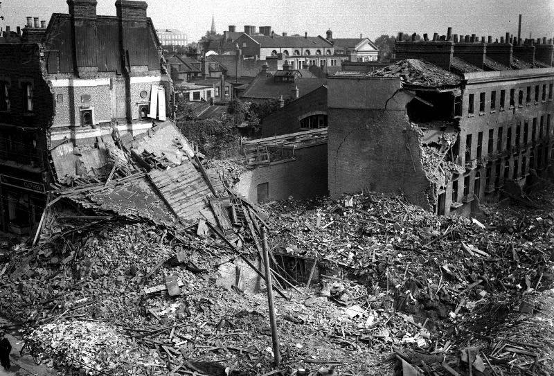 Picture 7 Damage caused to London's buildings and houses from a German air raid, 9 September 1940.