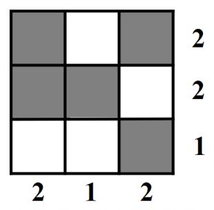 17. In the grid below, each number at the end of a row or underneath a column indicates how many squares are shaded in that row or column. Complete the gird given below. (2) Q17 18.
