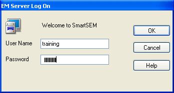 3. Another pop-up window will prompt the user to logon to the electron microscope (EM) server as shown in Fig. 6. The username and password for the EM server is training.