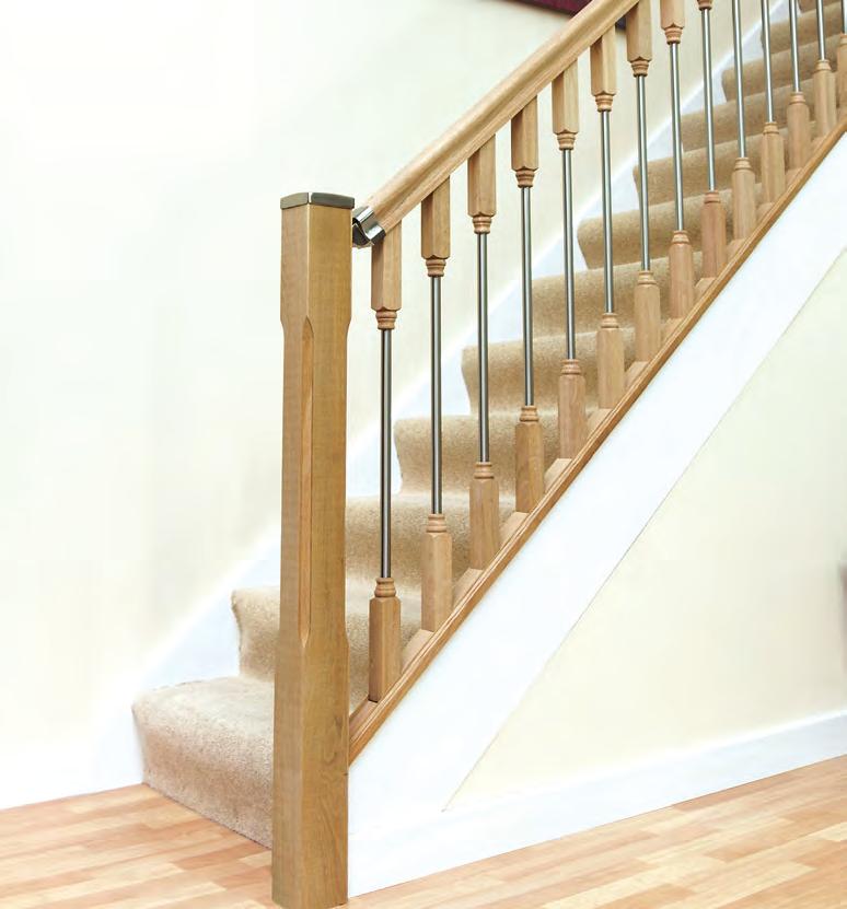 The Forge spindles are available in oak and white primed, with either brushed nickel or chrome tube.