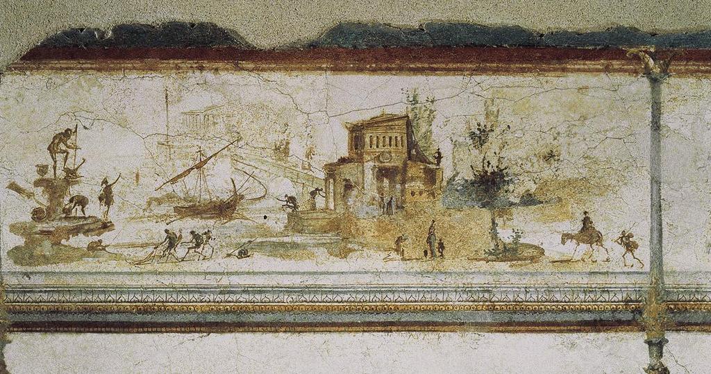 Title: Seascape and Coastal towns Medium: Detail of a wall painting Date: Late 1st century CE Seascape, 2 conventions create