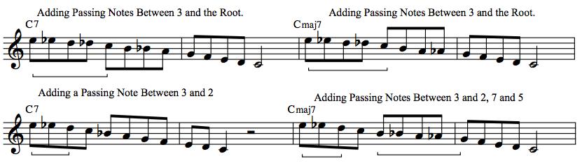 2 the line can start with a quarter note. 3 the line can omit the extra bebop note (one time) to restore balance.