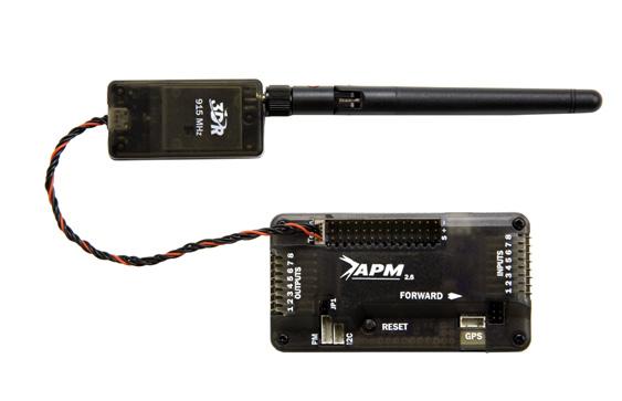 Use the two-wire cable to connect power and ground pins between APM and the receiver.