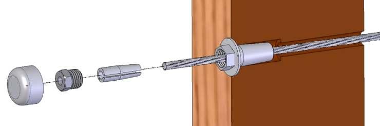 Feed the cable through all the mid posts. Follow the swaging instructions again and swage the second fitting onto the cable. Replace the tensioning nut or cover nut set.