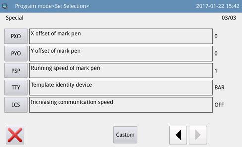 (2) Setting the deviation amount of pen 1) Press the key on the main screen P1 to display the "Menu screen". 2) Press the key to enter the "Operation setup mode".