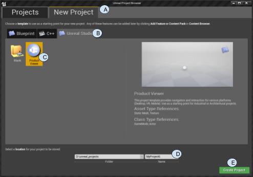 Unreal Studio Project Template Product Viewer What is the Product Viewer project template?