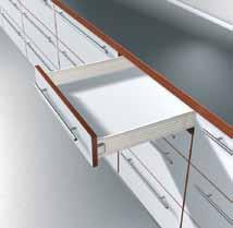 DRAWERS AND RUNNERS Blum METABOX M-Height Drawer Single extension drawer Optional BLUMOTION soft close 86 mm high drawer Epoxy coated steel drawer sides Drawer sides in cream (RAL900) High impact