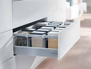 ORGA-LINE S for Antaro pot drawers DRAWERS Faber AND cooker RUNNERS hoods Blum ORGA-LINE for Antaro Pot Drawers Colour coordinated White Aluminium Suitable for C and D Height pot drawers Stepless