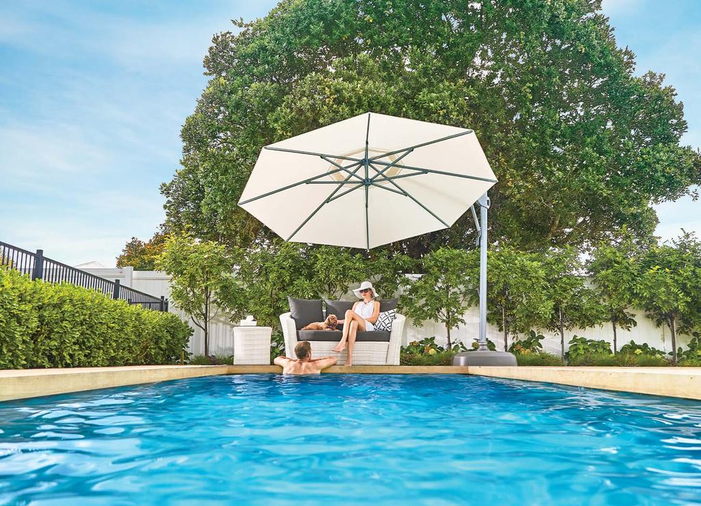 FEATURES The Horizon cantilever umbrella has become one of the best-selling residential cantilever
