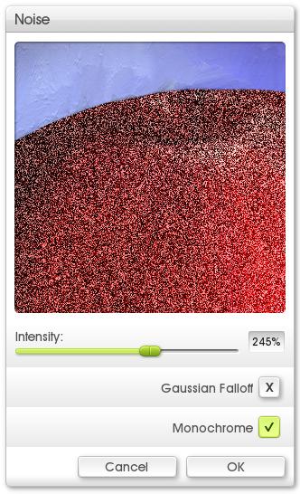 Image Adjustment and Filters Add Noise. This filter allows you to add simple noise to any paint that has already been applied to the layer.